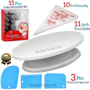 11 INCH ROTATING CAKE TURNTABLE 3PCS CAKE SCRAPER SET 11 PIECES CAKE DECORATING SET 10PCS PIPING BAGS